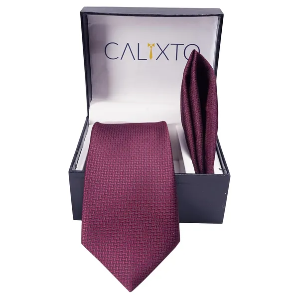 Purple_Mens_Micro_Silk_Smooth_Fabric_Criss_Cross_Design_Neck_Tie_&_Pocket_Square_With_Leatherite_Gift_Box
