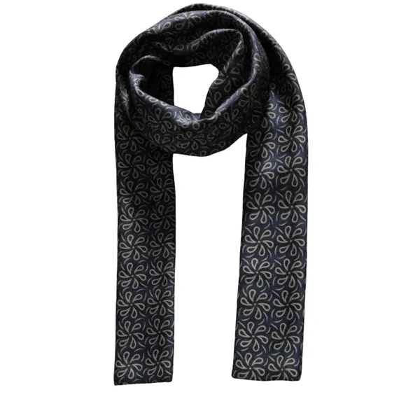 Calixto_Unisex_Designer_long_Scarf_with_Pocket_Square_|_Soft_Navy_Blue_Neck_Scarf_with_Gold_Leaf_Pattern_|_Lightweight_Formal_&_Casual_Wear_Accessory