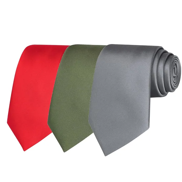 Calixto_Solid_Design_Men's_Blood_Red,Green,Grey_Solid_Color_Necktie_For_Men's_,_Polyster_Smooth_Fabric_Necktie_(Pack_Of_3)