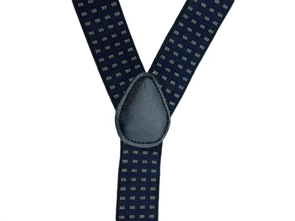 Mens_Adjustable_Y-Back_Suspenders__Wide_Clip-On_Elastic_Braces_with_Heavy-Duty_Metal_Clips,_Navy_Blue_with_White_Square_Pattern__Stylish_Suspenders_for_Pants,_Business,_Wedding,_Formal_&_Casual_Wear