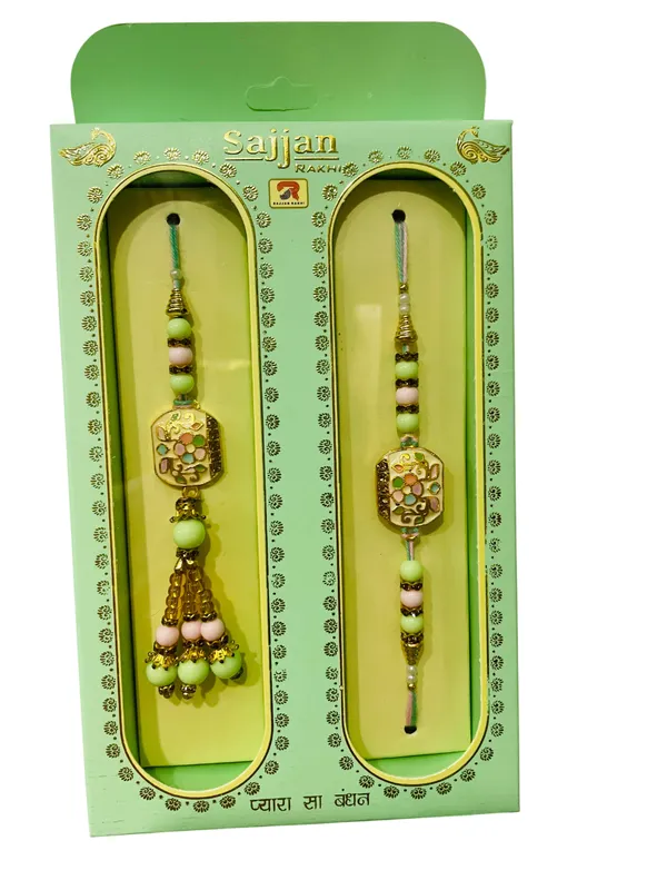 Calixto_Men's_Microfibre_Strips_Designer_Necktie_With_Pocket_Square_(Leatharite_Gift_Box)_with_Designer_Naksh_Rakhi