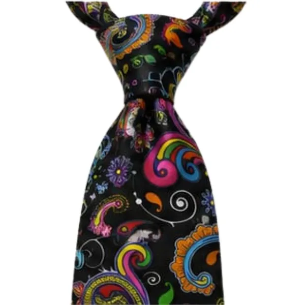 Men’s_Colorful_Paisley_Necktie_and_Pocket_Square_Set_–_Vibrant_Multicolor_Paisley_Floral_Swirl_Pattern_on_Black_–_Luxury_Silk_Feel_Tie_Handkerchief_Set_for_Weddings,_Business,_Prom_&_Formal_Events
