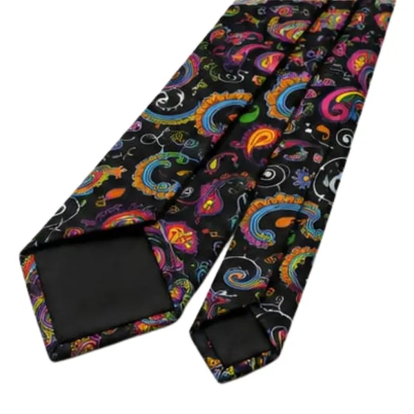 Men’s_Colorful_Paisley_Necktie_and_Pocket_Square_Set_–_Vibrant_Multicolor_Paisley_Floral_Swirl_Pattern_on_Black_–_Luxury_Silk_Feel_Tie_Handkerchief_Set_for_Weddings,_Business,_Prom_&_Formal_Events
