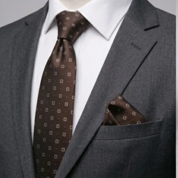 Men's_Dark_Brown_Geometric_Necktie_and_Pocket_Square_Set_–_Premium_Woven_Silk_Feel_Tie_with_Matching_Handkerchief,_Classic_Chocolate_Brown_Business_Tie_for_Weddings,_Office,_Formal_Events,_Church