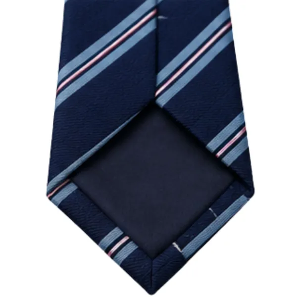 Men’s_Navy_Blue_Striped_Neck_Tie_–_Classic_Formal_Business_Dress_Tie_with_Blue_and_Pink_Accent_Stripes_–_Elegant_Professional_Tie_for_Office,_Wedding,_Interview,_Party_&_Special_Occasions