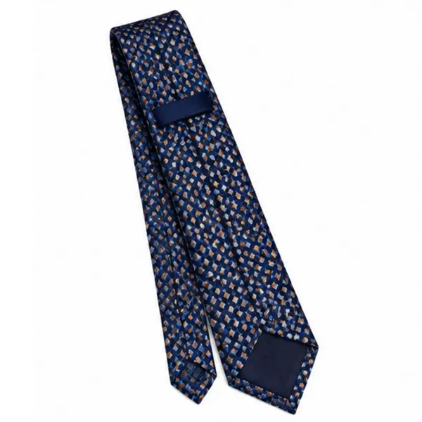 Men’s_Navy_Blue_&_Orange_Geometric_Neck_Tie_–_Classic_Formal_Business_Dress_Tie_with_Small_Diamond_Pattern_–_Stylish_Tie_for_Office,_Wedding,_Party,_Meeting_&_Special_Occasions