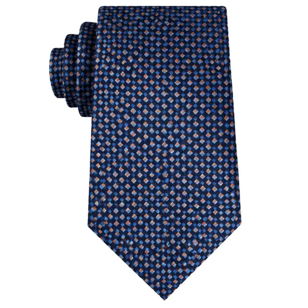 Men’s_Navy_Blue_&_Orange_Geometric_Neck_Tie_–_Classic_Formal_Business_Dress_Tie_with_Small_Diamond_Pattern_–_Stylish_Tie_for_Office,_Wedding,_Party,_Meeting_&_Special_Occasions