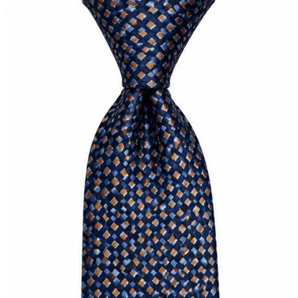 Men’s_Navy_Blue_&_Orange_Geometric_Neck_Tie_–_Classic_Formal_Business_Dress_Tie_with_Small_Diamond_Pattern_–_Stylish_Tie_for_Office,_Wedding,_Party,_Meeting_&_Special_Occasions