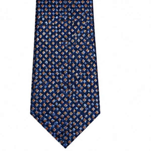 Men’s_Navy_Blue_&_Orange_Geometric_Neck_Tie_–_Classic_Formal_Business_Dress_Tie_with_Small_Diamond_Pattern_–_Stylish_Tie_for_Office,_Wedding,_Party,_Meeting_&_Special_Occasions