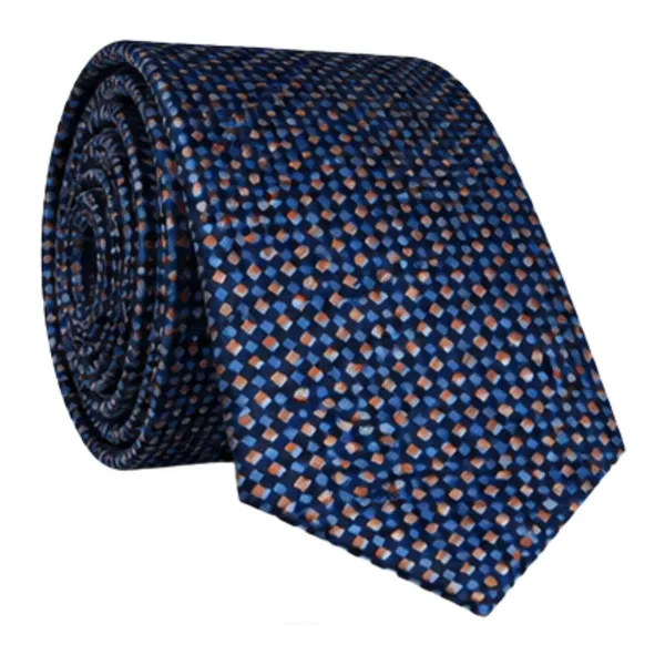 Men’s_Navy_Blue_&_Orange_Geometric_Neck_Tie_–_Classic_Formal_Business_Dress_Tie_with_Small_Diamond_Pattern_–_Stylish_Tie_for_Office,_Wedding,_Party,_Meeting_&_Special_Occasions