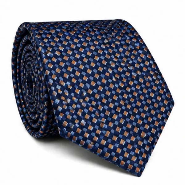 Men’s_Navy_Blue_&_Orange_Geometric_Neck_Tie_–_Classic_Formal_Business_Dress_Tie_with_Small_Diamond_Pattern_–_Stylish_Tie_for_Office,_Wedding,_Party,_Meeting_&_Special_Occasions