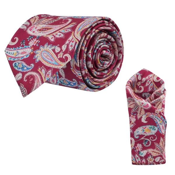 Men's_Paisley_Necktie_and_Pocket_Square_Set_–_Elegant_Silk-Feel_Tie_in_Vibrant_Pink_&_Multicolor_Design_–_Formal_&_Casual_Wear
