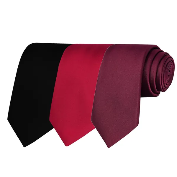 Calixto_Solid_Design_Men's_Black,Maroon,Wine_Solid_Color_Necktie_For_Men's_,_Polyster_Smooth_Fabric_Necktie_(Pack_Of_3)