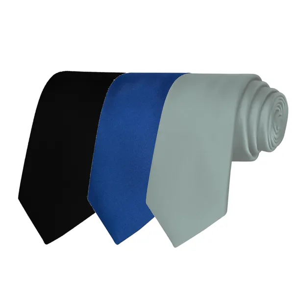 Calixto_Solid_Design_Men's_Black,Blue_,Silver_Solid_Color_Necktie_For_Men's_,_Polyster_Smooth_Fabric_Necktie_(Pack_Of_3)