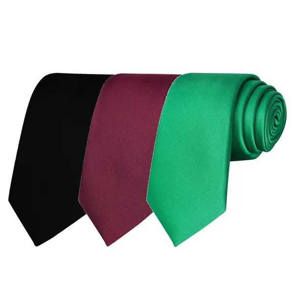 Calixto_Solid_Design_Men's_Black,Wine,Bottle_Green_Solid_Color_Necktie_For_Men's_,_Polyster_Smooth_Fabric_Necktie_(Pack_Of_3)