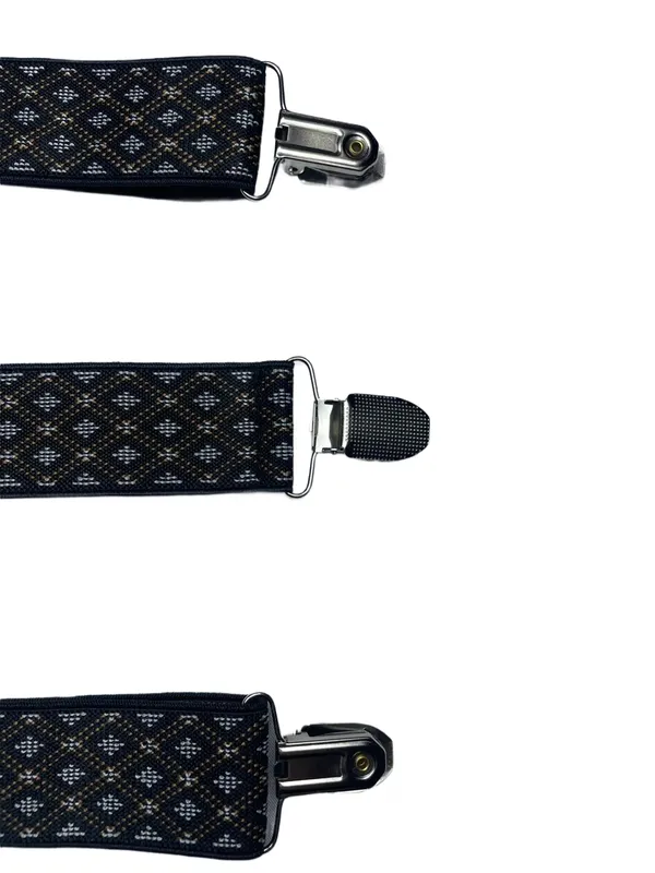 Mens_Adjustable_Y-Back_Suspenders__Wide_Clip-On_Elastic_Braces_with_Heavy-Duty_Metal_Clips,_Black_with_White_&_Brown_Diamond_Pattern__Stylish_Suspenders_for_Pants,_Wedding,_Business,_Formal_&_Casual_Outfits