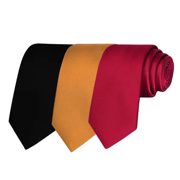 Calixto_Solid_Design_Men's_Black,Mustard,Maroon_Solid_Color_Necktie_For_Men's_,_Polyster_Smooth_Fabric_Necktie_(Pack_Of_3)