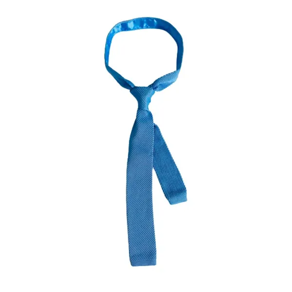 Blue_Men_Knitted_Tie,_Solid_Color_Necktie,_Narrow_Skinny_Slim_&Trending_Designer_Necktie