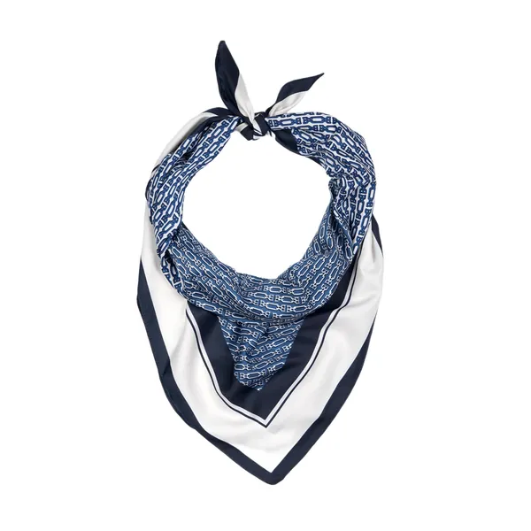 Calixto_Luxury_Silk_Feel_Scarf_for_Women_–_Navy_Blue_&_White_Square_Neck_Scarf_with_Chain_Print_–_Elegant_Lightweight_Head_Scarf,_Bandana,_or_Handbag_Accessory_(35"x35")