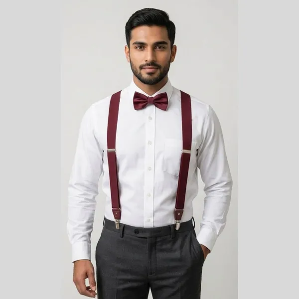 Premium_Maroon_Bow_Tie_&_Adjustable_Suspenders_Set_for_Men_|_Wedding,_Party,_Formal_&_Business_Wear_|_Elastic_Y-Back_Suspenders_with_Pre-Tied_Bow_Tie_|_Stylish_Men's_Fashion_Accessories