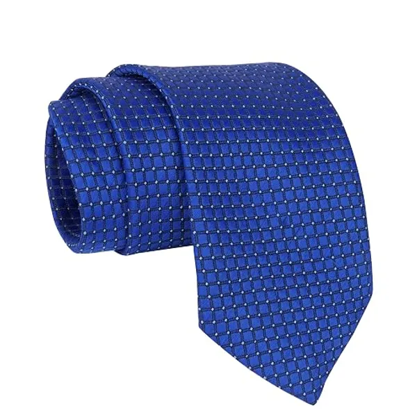 Premium_Men's_Designer_Neck_Tie_Combo_Pack_–_Navy_Blue_Paisley_Woven_Tie_&_Royal_Blue_Geometric_Check_Formal_Tie_|_Luxury_Microfiber_Business,_Office,_Wedding_&_Party_Necktie_Gift_Set_for_Men