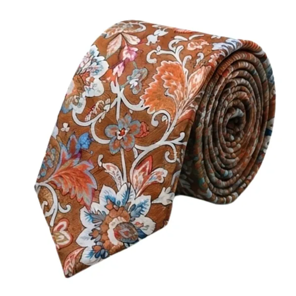Premium_Men's_Designer_Necktie_Combo_Pack_of_2_|_Brown_Floral_Designer_Tie_&_Navy_Blue_Green_Striped_Tie_|_Luxury_Formal_Business_Office_Wedding_Party_Neck_Tie_for_Men_|_Premium_Polyester_Silk_Finish_|_Fashion_Accessories