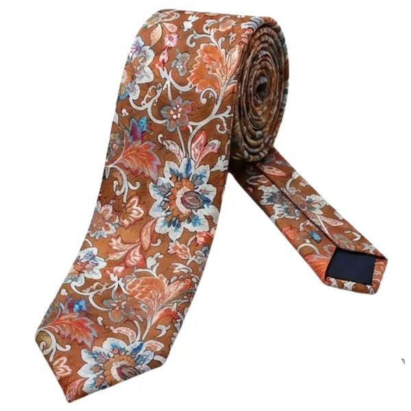 Premium_Men's_Designer_Necktie_Combo_Pack_of_2_|_Brown_Floral_Designer_Tie_&_Navy_Blue_Green_Striped_Tie_|_Luxury_Formal_Business_Office_Wedding_Party_Neck_Tie_for_Men_|_Premium_Polyester_Silk_Finish_|_Fashion_Accessories