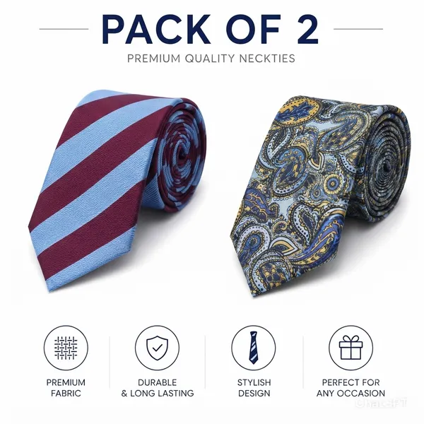 Premium_Men's_Designer_Necktie_Combo_Pack_of_2_–_Burgundy_Sky_Blue_Striped_Tie_&_Blue_Gold_Paisley_Silk_Look_Tie_|_Formal_Office,_Wedding,_Business_&_Party_Neck_Ties_for_Men