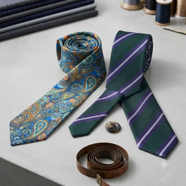 Premium_Men's_Designer_Necktie_Combo_Pack_of_2_|_Luxury_Blue_Paisley_Tie_&_Dark_Green_Purple_Striped_Tie_|_Formal_Business_Office_Wedding_Party_Neck_Tie_for_Men_|_Premium_Polyester_Silk_Finish