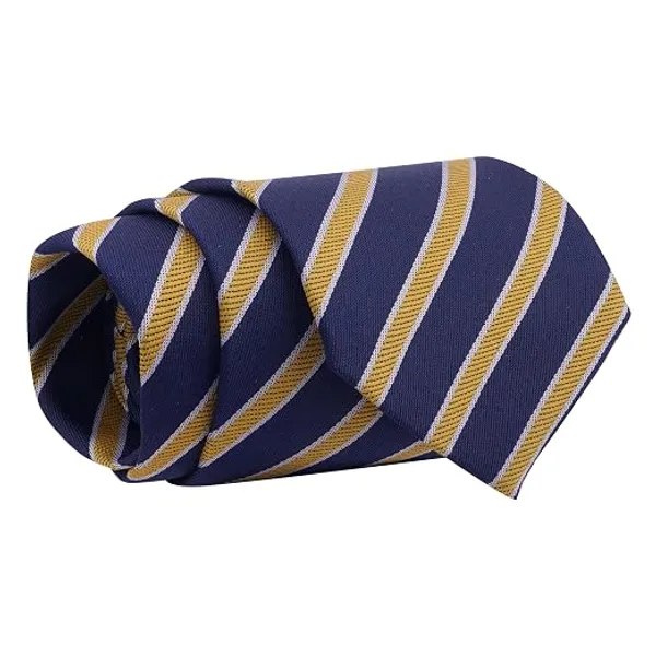 Premium_Men's_Designer_Necktie_Combo_Pack_of_2_|_Navy_Blue_Gold_White_Striped_Tie_&_Black_Multicolor_Paisley_Designer_Tie_|_Luxury_Formal_Business_Office_Wedding_Party_Tie_for_Men_|_Silk_Finish_Polyester_Neck_Tie_Gift_Set