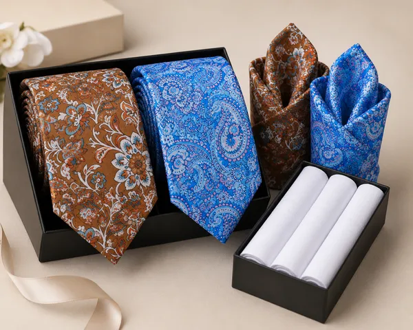 Premium_Men's_Designer_Necktie_&_Pocket_Square_Gift_Set_with_White_Cotton_Handkerchiefs_(Pack_of_3)_|_Floral_&_Paisley_Silk-Look_Tie_Combo_|_Wedding,_Business_&_Party_Wear