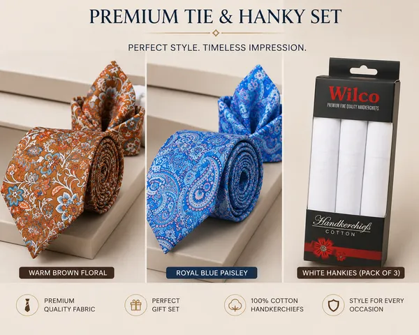 Premium_Men's_Designer_Necktie_&_Pocket_Square_Gift_Set_with_White_Cotton_Handkerchiefs_(Pack_of_3)_|_Floral_&_Paisley_Silk-Look_Tie_Combo_|_Wedding,_Business_&_Party_Wear