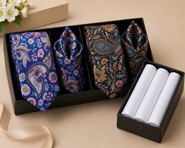 Premium_Men's_Designer_Tie,_Pocket_Square_&_White_Cotton_Handkerchief_Gift_Set_|_Royal_Blue_Paisley_Daisy_&_Dark_Gold-Pink_Paisley_Necktie_Combo_|_Luxury_Formal_Accessories_for_Wedding,_Office,_Business_&_Party_Wear