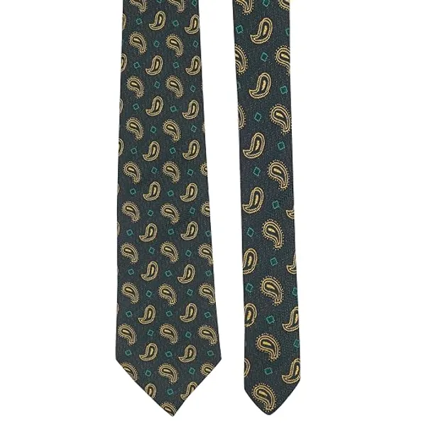 Premium_Men's_Formal_Tie_Combo_Pack_of_2_–_Dark_Green_Paisley_Print_&_Solid_Black_Herringbone_Woven_Neckties_|_Luxury_Business_Office_Wedding_Party_Neck_Tie_Gift_Set_for_Men