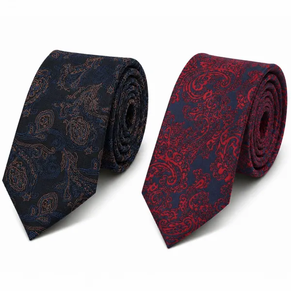 Premium_Men's_Formal_Tie_Combo_Pack_of_2_|_Navy_Blue_Paisley_&_Red_Paisley_Woven_Neckties_|_Luxury_Silk_Feel_Business,_Wedding,_Party_&_Office_Neck_Tie_Set_for_Men