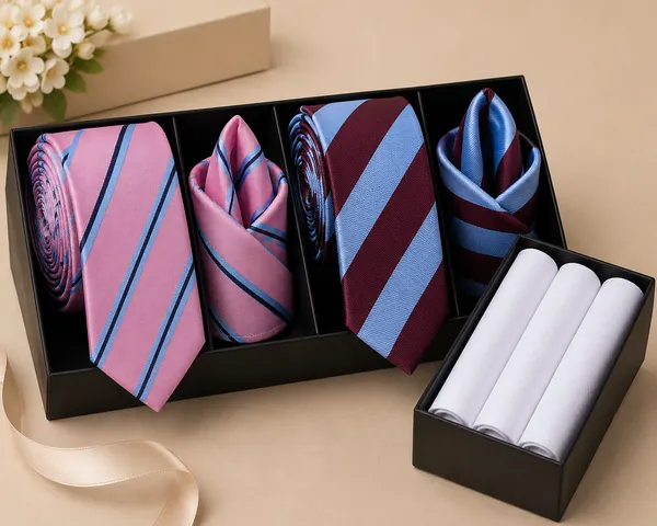 Premium_Men's_Striped_Tie,_Pocket_Square_&_White_Cotton_Handkerchief_Gift_Set_|_Pink_&_Blue_Stripe_and_Burgundy_&_Light_Blue_Stripe_Necktie_Combo_|_Luxury_Formal_Accessories_for_Wedding,_Office,_Business_&_Party_Wear