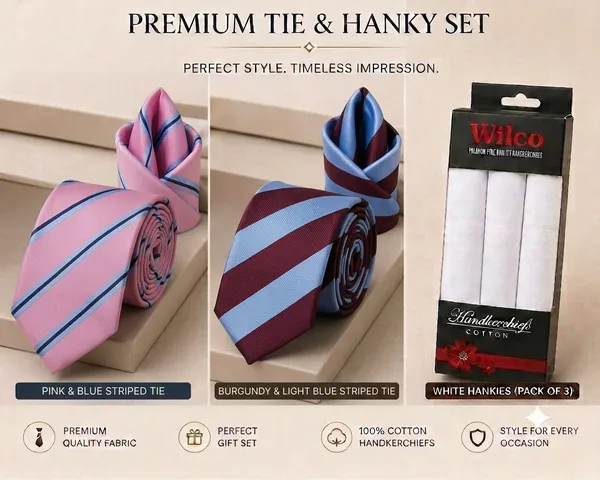 Premium_Men's_Striped_Tie,_Pocket_Square_&_White_Cotton_Handkerchief_Gift_Set_|_Pink_&_Blue_Stripe_and_Burgundy_&_Light_Blue_Stripe_Necktie_Combo_|_Luxury_Formal_Accessories_for_Wedding,_Office,_Business_&_Party_Wear