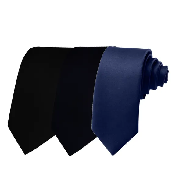 Calixto_Solid_Design_Men's_Black,Dark_Blue,Blue_Solid_Color_Necktie_For_Men's_,_Polyster_Smooth_Fabric_Necktie_(Pack_Of_3)