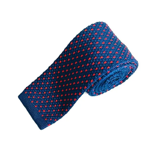 Dark_Blue_With_Pink_Dotted_Pattern_Men'S_Knitted_Tie,Narrow_Skinny_Slim_&Trending_Designer_Necktie