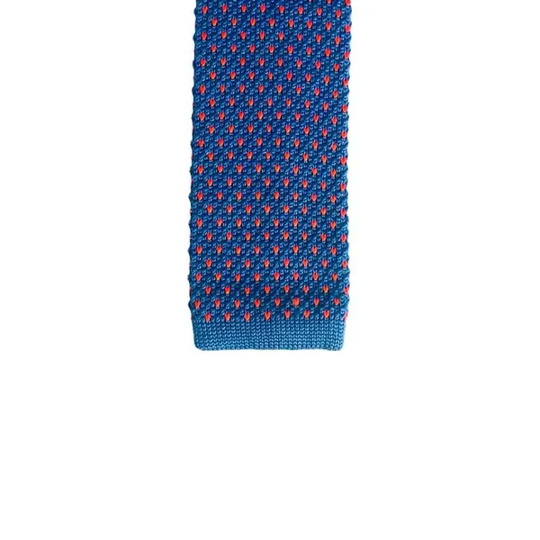 Dark_Blue_With_Pink_Dotted_Pattern_Men'S_Knitted_Tie,Narrow_Skinny_Slim_&Trending_Designer_Necktie