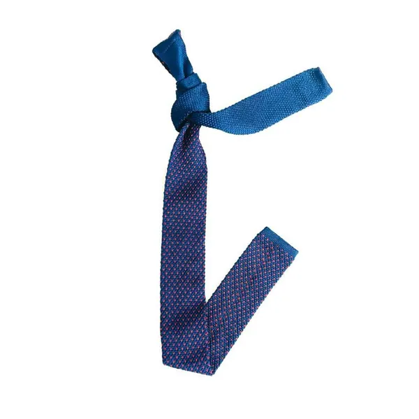 Dark_Blue_With_Pink_Dotted_Pattern_Men'S_Knitted_Tie,Narrow_Skinny_Slim_&Trending_Designer_Necktie