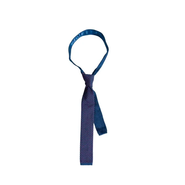 Dark_Blue_With_Pink_Dotted_Pattern_Men'S_Knitted_Tie,Narrow_Skinny_Slim_&Trending_Designer_Necktie
