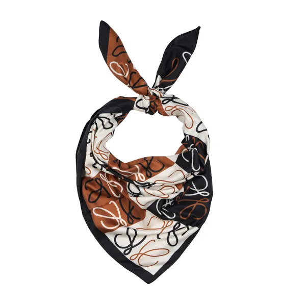 Calixto_Luxury_Silk_Square_Scarf_for_Women_–_Elegant_Brown,_Black_&_White_Pattern_–_Soft,_Lightweight_Fashion_Accessory_for_All_Seasons