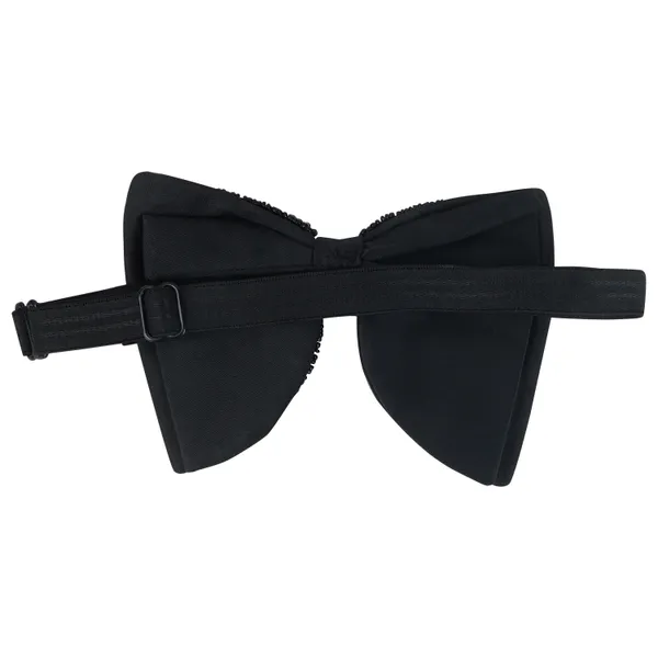 Black_Premium_Butterfly_Embroidery_Cut_Dana_Micro_Fabric_Oversize_Big_Bow_Tie_For_Men_With_Flower_Brooch_Pin_|Black|_(Free_Size)