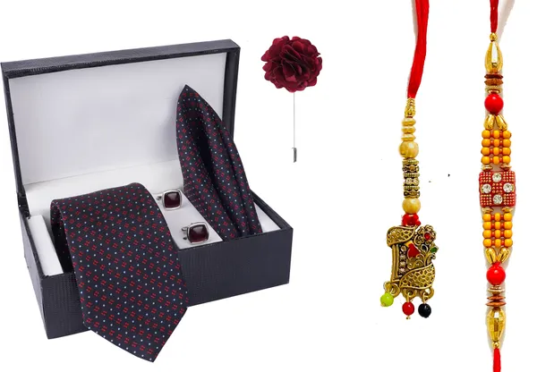 Multicolor_Bhaiya_Bhabhi_Rakhi_&_Tie_New_2_Kundan_Rakhi,_Bracelet,_Cufflink,_Lumba,_Thali__Set_(Pack_Of_2_Bhaiya_And_Bhabhi_Rakhi)