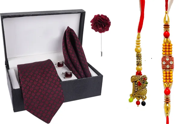 Multicolor_Bhaiya_Bhabhi_Rakhi_&_Tie_New_7_Kundan_Rakhi,_Bracelet,_Cufflink,_Lumba,_Thali__Set_(Pack_Of_2_Bhaiya_And_Bhabhi_Rakhi)