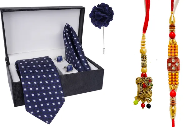 Multicolor_Bhaiya_Bhabhi_Rakhi_&_Tie_New_10_Kundan_Rakhi,_Bracelet,_Cufflink,_Lumba,_Thali__Set_(Pack_Of_2_Bhaiya_And_Bhabhi_Rakhi)