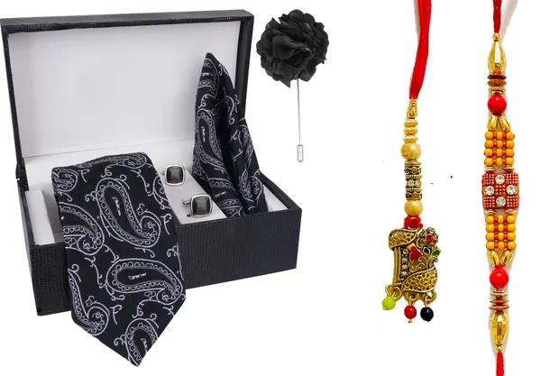 Multicolor_Bhaiya_Bhabhi_Rakhi_&_Tie_New_11_Kundan_Rakhi,_Bracelet,_Cufflink,_Lumba,_Thali__Set_(Pack_Of_2_Bhaiya_And_Bhabhi_Rakhi)