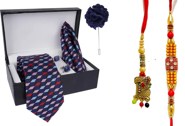Multicolor_Bhaiya_Bhabhi_Rakhi_&_Tie_New_13_Kundan_Rakhi,_Bracelet,_Cufflink,_Lumba,_Thali__Set_(Pack_Of_2_Bhaiya_And_Bhabhi_Rakhi)
