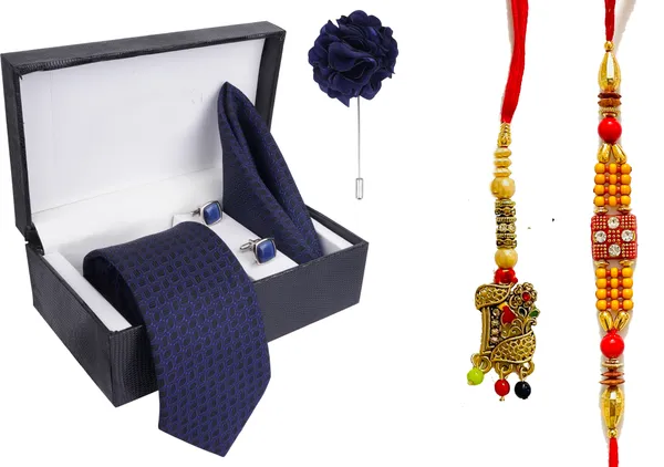 Multicolor_Bhaiya_Bhabhi_Rakhi_&_Tie_New_17_Kundan_Rakhi,_Bracelet,_Cufflink,_Lumba,_Thali__Set_(Pack_Of_2_Bhaiya_And_Bhabhi_Rakhi)